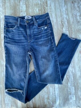 PAIGE Hoxton Slim Jeans in Serene Destructed Wash W 27